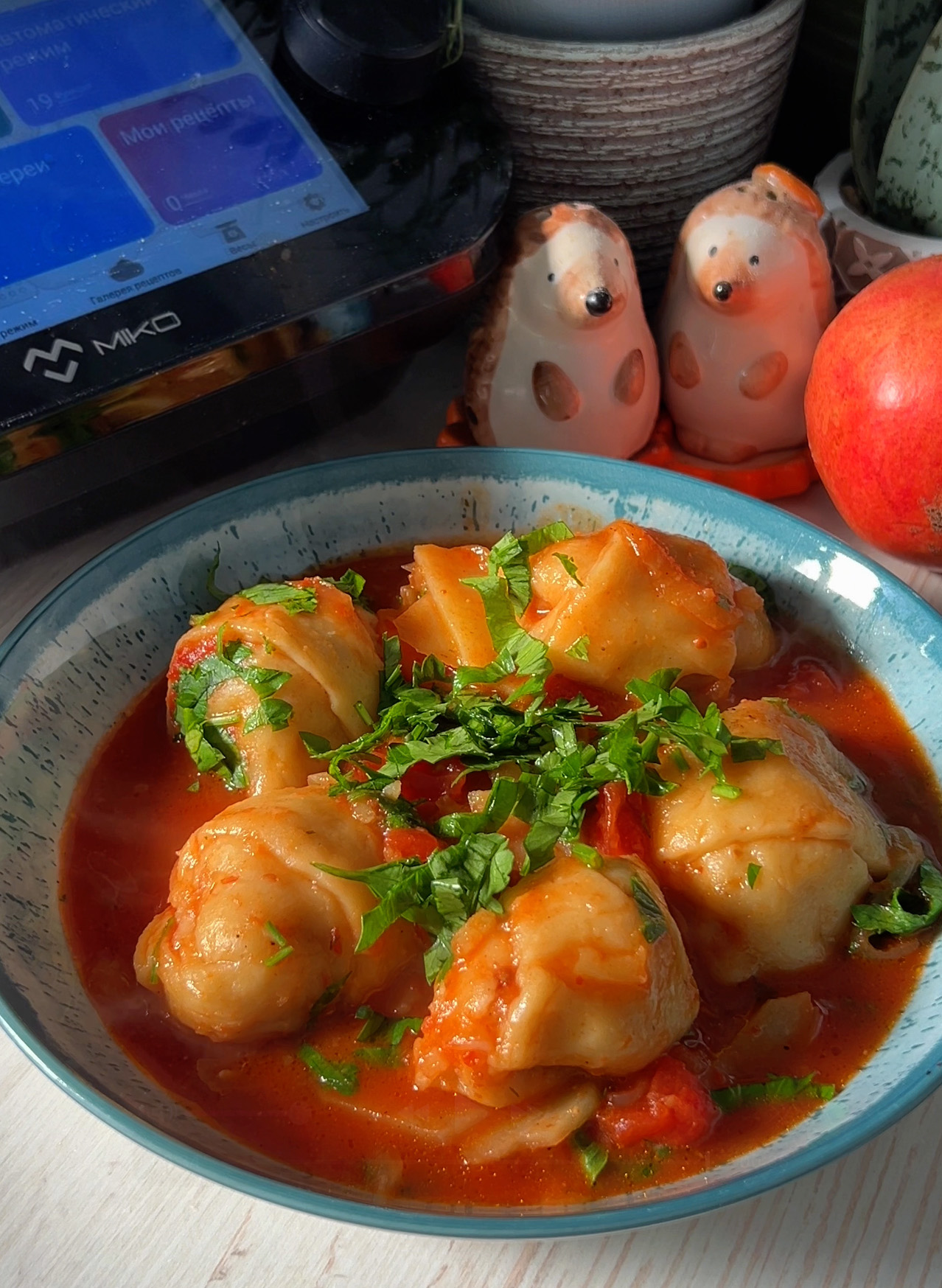 Овощное рагу с мясными рулетиками